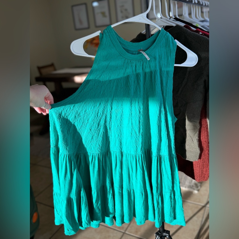 Free People Teal Sleeveless Top